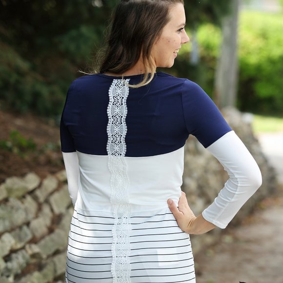 navy blue Color block top - Picture 4 of 4